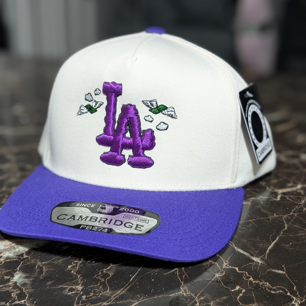 New L.A. Dodgers Designer Style White and Purple LA Cap w/ Tag